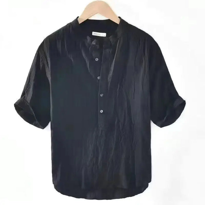 Men's Henley T-Shirt | Short Sleeves and V-Neck with Button Placket | Casual Travel Style