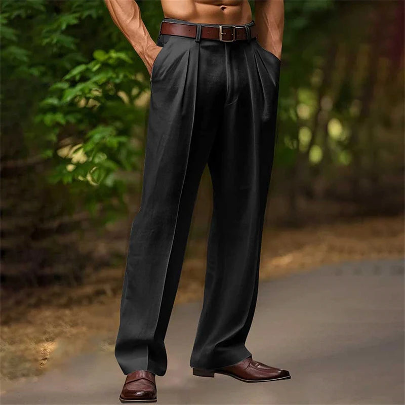 Herren Hose mit Bügelfaltenoptik | Gerades Bein und Lockere Passform | Stilvoller Freizeitlook