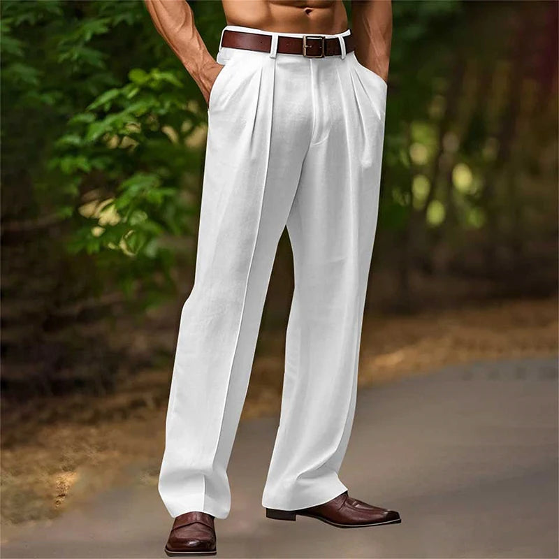 Herren Hose mit Bügelfaltenoptik | Gerades Bein und Lockere Passform | Stilvoller Freizeitlook