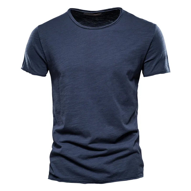 Herren Tailliertes T-Shirt Rundhalsausschnitt Kurzer Ärmel Einfarbiges T-Shirt | Alltag