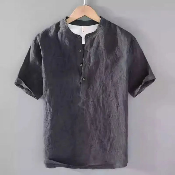 Men's Henley T-Shirt | Short Sleeves and V-Neck with Button Placket | Casual Travel Style
