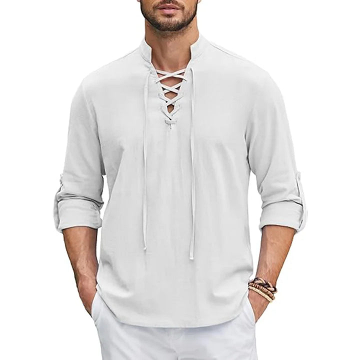 Herren Langarmshirt im Henley-Stil | Schnürkragen und Bequeme Passform | Moderner Freizeitlook