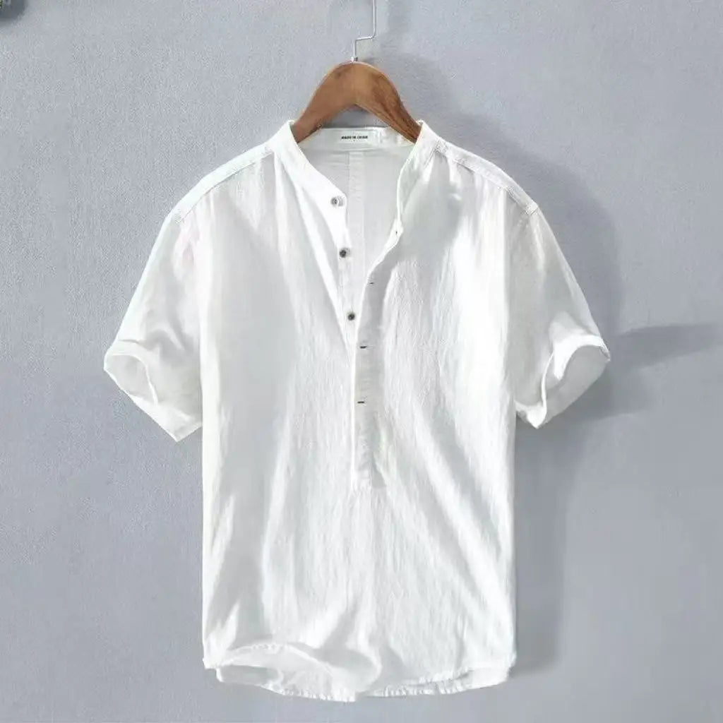 Men's Henley T-Shirt | Short Sleeves and V-Neck with Button Placket | Casual Travel Style