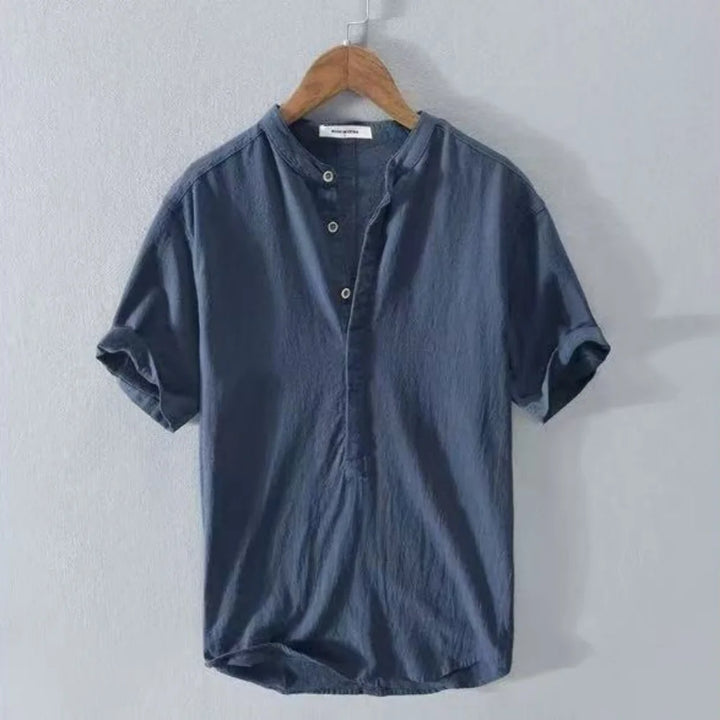 Men's Henley T-Shirt | Short Sleeves and V-Neck with Button Placket | Casual Travel Style