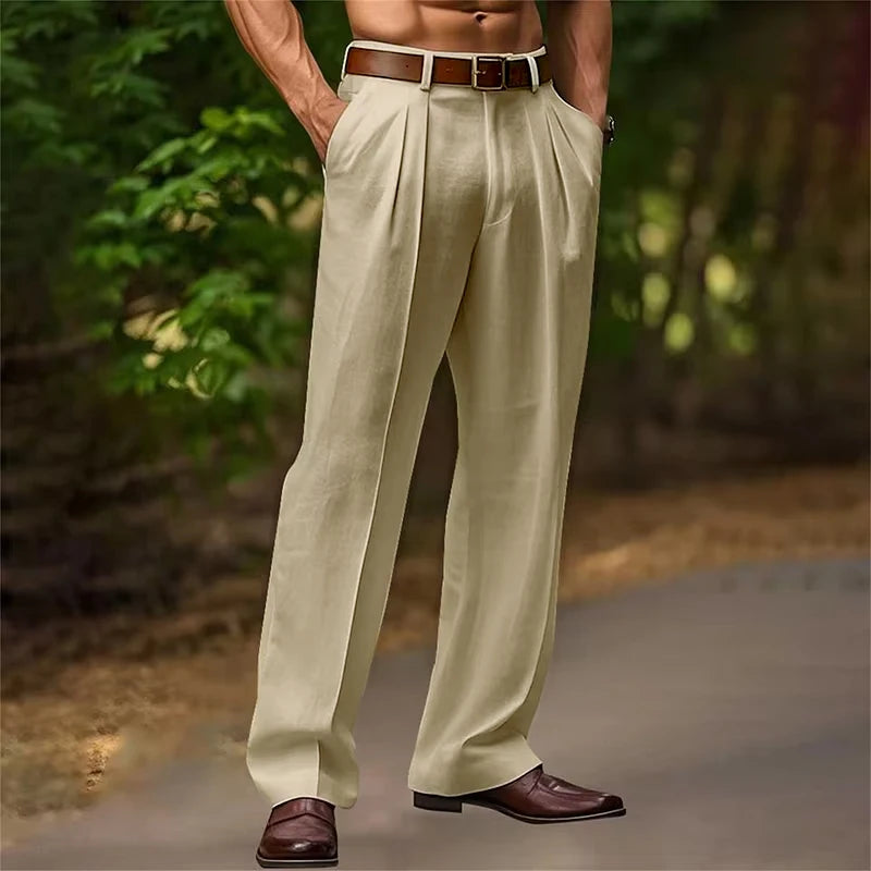 Herren Hose mit Bügelfaltenoptik | Gerades Bein und Lockere Passform | Stilvoller Freizeitlook