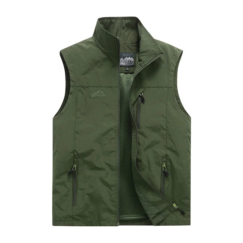 Men's Outdoor Vest | Stand Collar and Full-Length Zipper | Versatile Casual Style