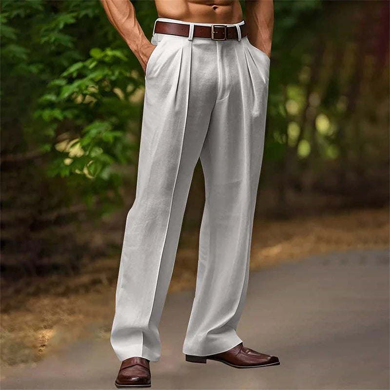 Herren Hose mit Bügelfaltenoptik | Gerades Bein und Lockere Passform | Stilvoller Freizeitlook