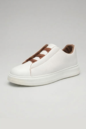 Herren Sneaker Weiss – Leichte Low-Top Schuhe mit Kontrast-Ferse