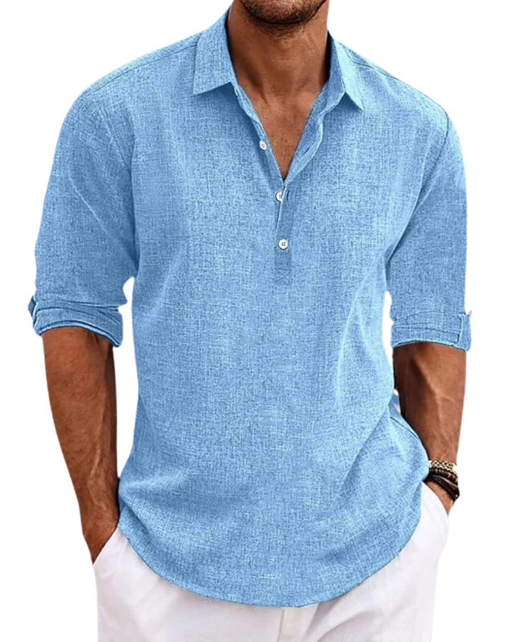 Herren Langarmshirt | Regular Fit Shirt | Henley-Ausschnitt mit Knopfleiste | Lässiger Alltagsstil