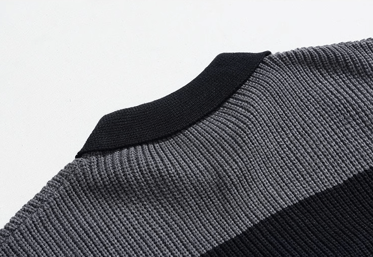 Striped Knit Shirt with Button Placket – Comfort & Elegance