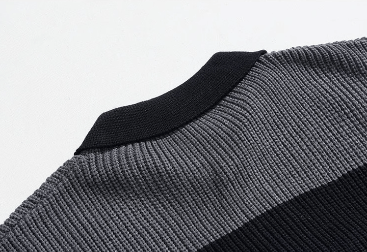Striped Knit Shirt with Button Placket – Comfort & Elegance
