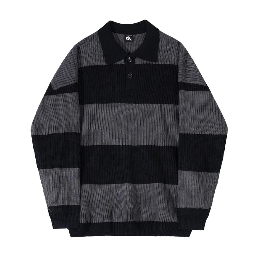 Striped Knit Shirt with Button Placket – Comfort & Elegance