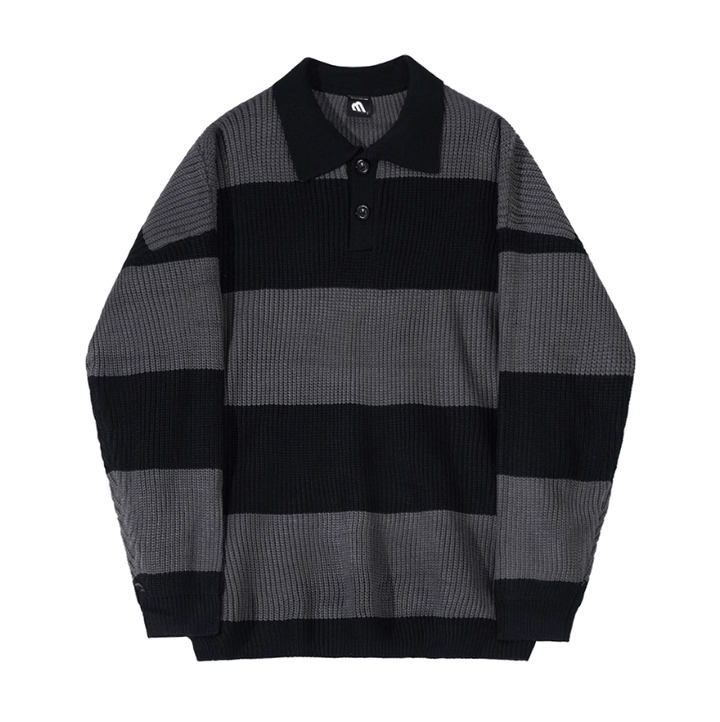Striped Knit Shirt with Button Placket – Comfort & Elegance
