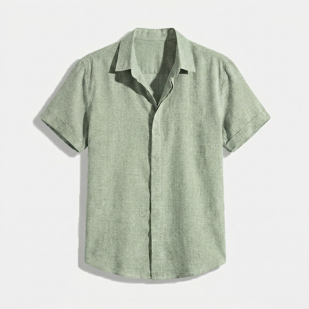 Herren Button-Up Hemd | Kurzarmhemd mit Strukturierter Optik | Gerader Schnitt | Freizeitlook