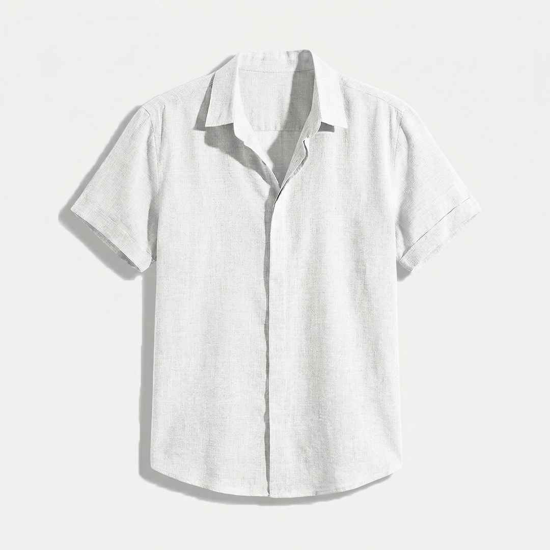 Herren Button-Up Hemd | Kurzarmhemd mit Strukturierter Optik | Gerader Schnitt | Freizeitlook