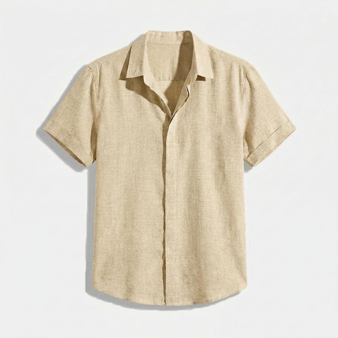 Herren Button-Up Hemd | Kurzarmhemd mit Strukturierter Optik | Gerader Schnitt | Freizeitlook
