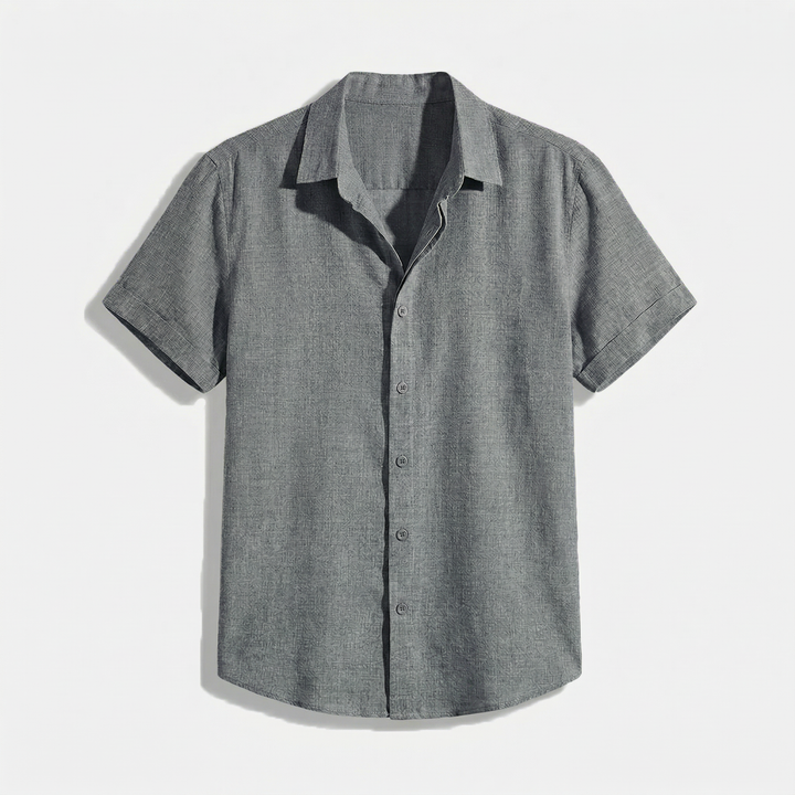 Herren Button-Up Hemd | Kurzarmhemd mit Strukturierter Optik | Gerader Schnitt | Freizeitlook
