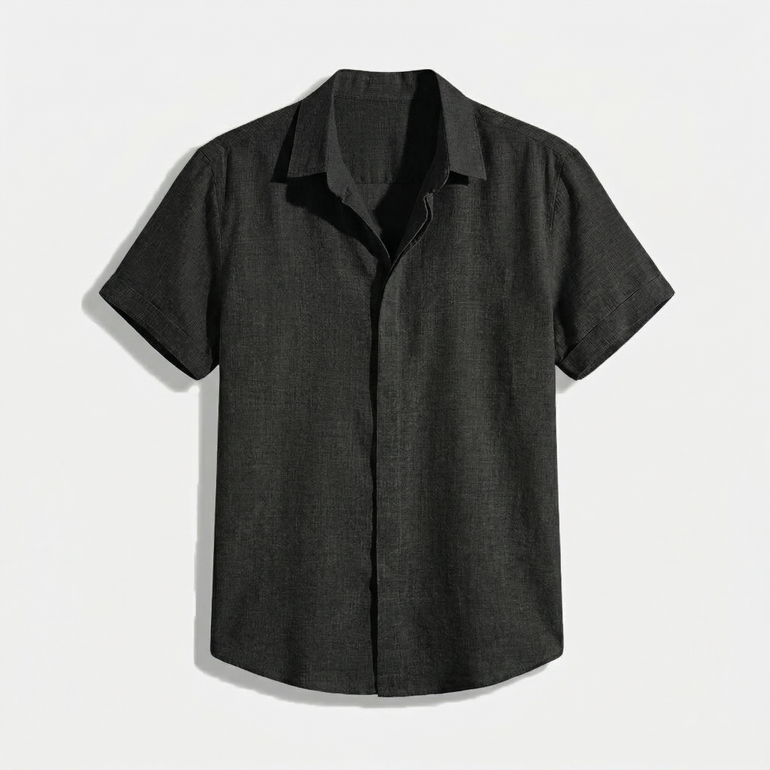 Herren Button-Up Hemd | Kurzarmhemd mit Strukturierter Optik | Gerader Schnitt | Freizeitlook