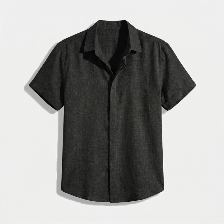 Herren Button-Up Hemd | Kurzarmhemd mit Strukturierter Optik | Gerader Schnitt | Freizeitlook