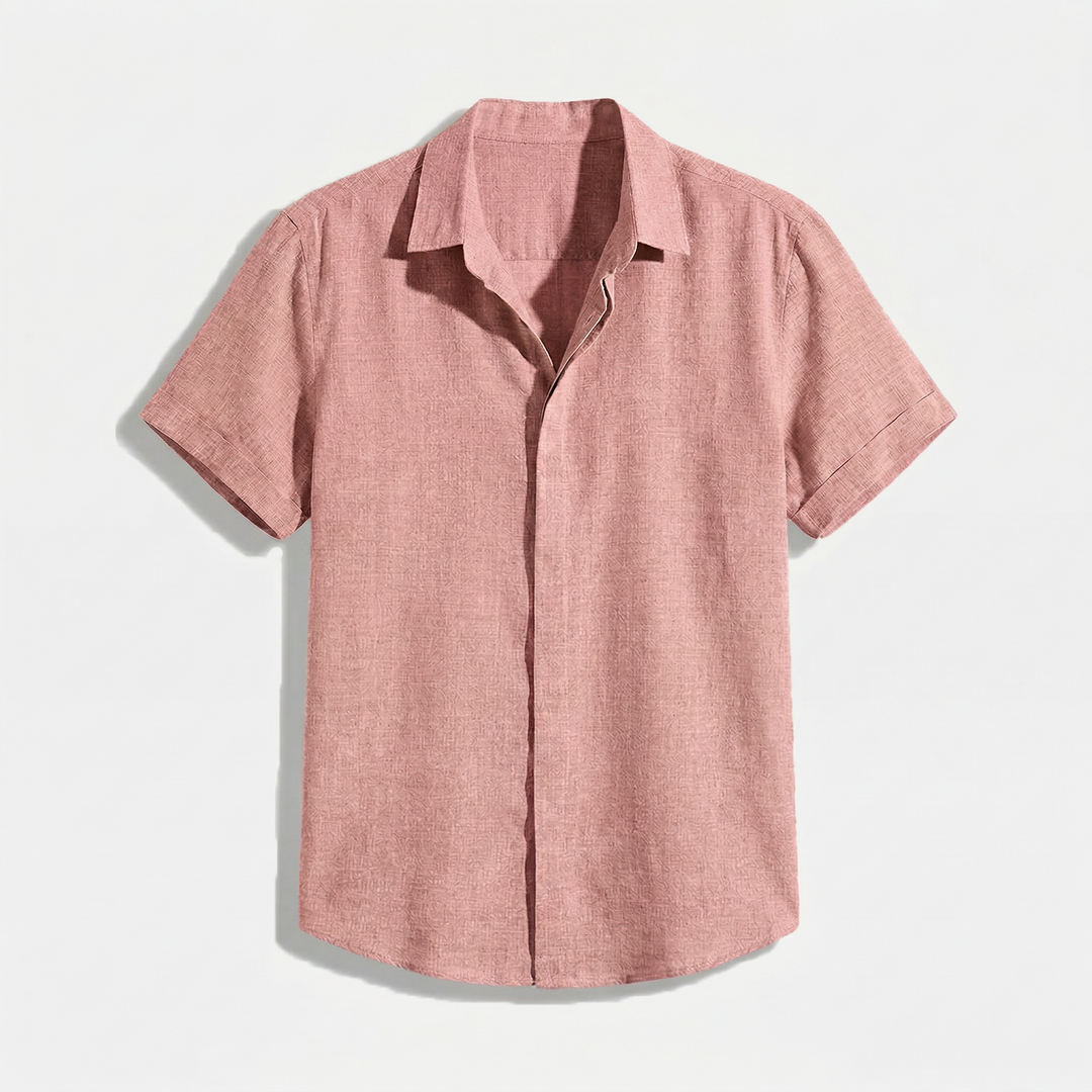 Herren Button-Up Hemd | Kurzarmhemd mit Strukturierter Optik | Gerader Schnitt | Freizeitlook