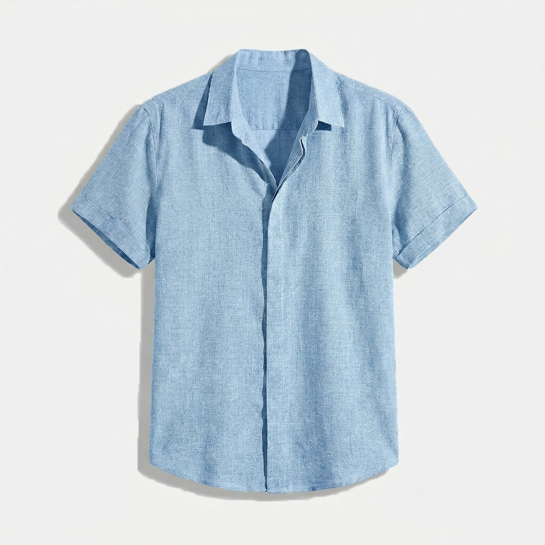 Herren Button-Up Hemd | Kurzarmhemd mit Strukturierter Optik | Gerader Schnitt | Freizeitlook