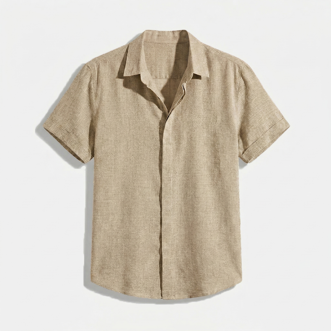 Herren Button-Up Hemd | Kurzarmhemd mit Strukturierter Optik | Gerader Schnitt | Freizeitlook