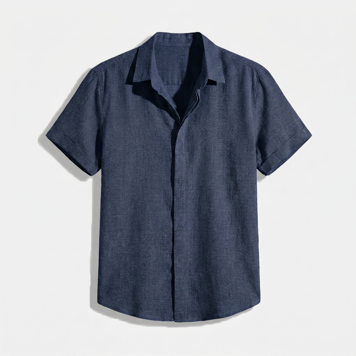 Herren Button-Up Hemd | Kurzarmhemd mit Strukturierter Optik | Gerader Schnitt | Freizeitlook