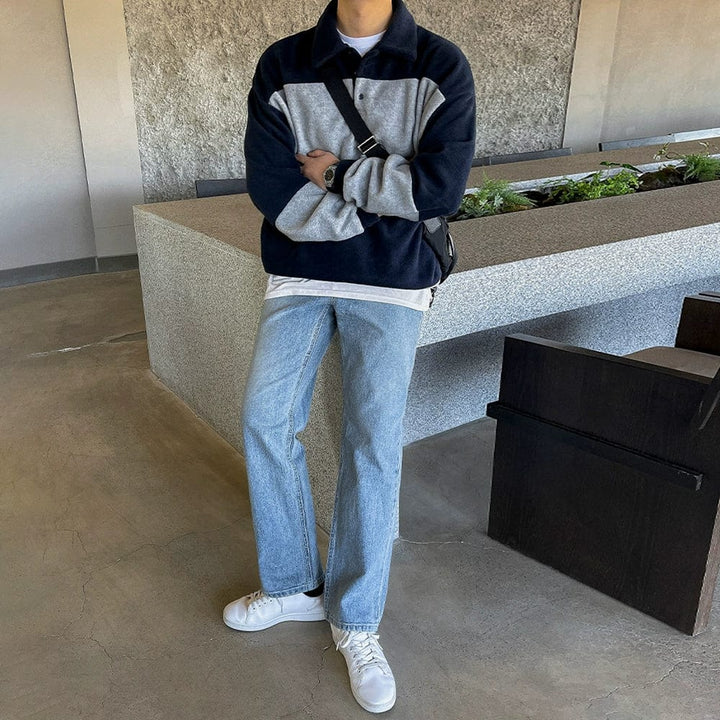 Contrast Polo Knit Sweater – Classic Meets Modern