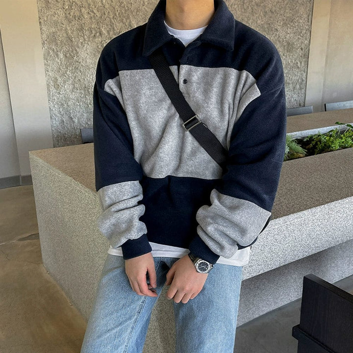 Contrast Polo Knit Sweater – Classic Meets Modern