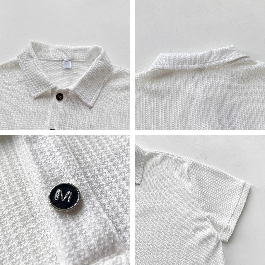 Short Sleeve Knit Shirt with Collar – Stylish & Comfortable