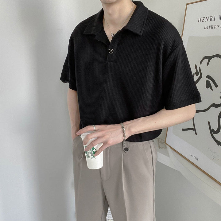 Short Sleeve Knit Shirt with Collar – Stylish & Comfortable