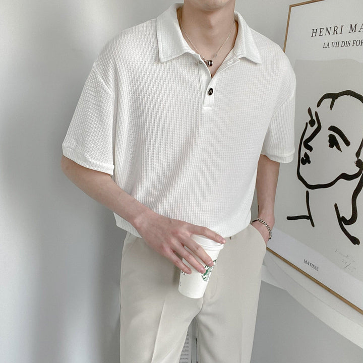 Short Sleeve Knit Shirt with Collar – Stylish & Comfortable
